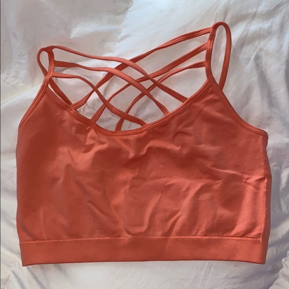 coral colored strapped bralette
